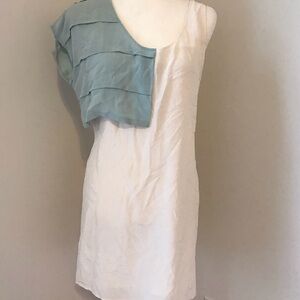 Alexander Wang Silk Dress 6 Cream Green Shift Dress